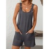 Women's Summer Casual Sleeveless Rompers Scoop Neck Striped Bib Shorts Jumpsuit Beach Overalls Vacation Outfit Clothes - 4 of 4