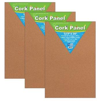 Flipside Products Cork Panel, 12.5" x 26", Pack of 3