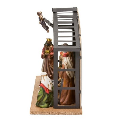 Kurt Adler 10-Piece Porcelain Christmas Nativity Set with Metal Crèche