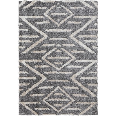 Mynka Transitional Diamond Gray/Ivory Area Rug