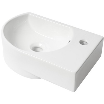 ALFI ABC119 White 16Inch Small Wall Mounted Ceramic Sink with Faucet Hole