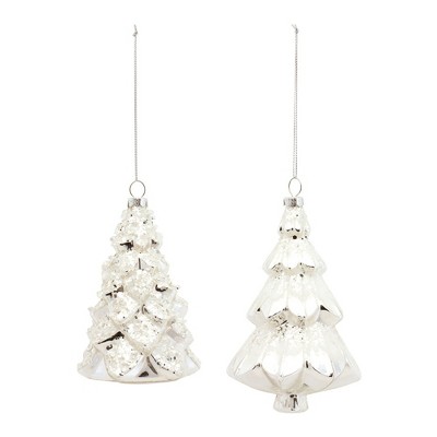 Melrose White Frosted Pine Tree Ornament (Set of 6)