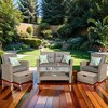 ELJGET 4-Piece Patio Furniture Set, All Weather PE Wicker Sectional Sofa with Ottoman and Cushions - 2 of 4