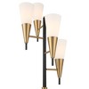 Possini Euro Design Quatro Mid Century Modern Tree Floor Lamp 71" Tall Black Gold Metal 4 Light Frosted Glass Cone Shade for Living Room Bedroom House - 3 of 4