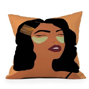 Mean Greens Square Throw Pillow Orange - Deny Designs - 1 of 4