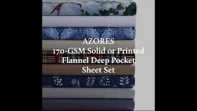 170 GSM Extra Deep Pocket Flannel Sheet Set - Azores Home, 2 of 5, play video