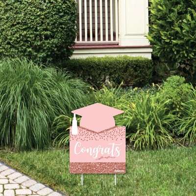 Big Dot of Happiness Rose Gold Grad - Outdoor Lawn Sign - Graduation Party Yard Sign - 1 Piece