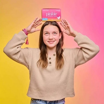 Pinkie Tween & Teen Ultra-Thin Organic Topsheet Pads with Wings - Size Regular - 18ct