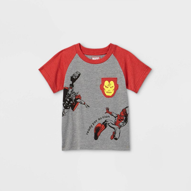 Toddler Boys&#39; Marvel Superheroes Pocket Short Sleeve T-Shirt - Cream, 1 of 3