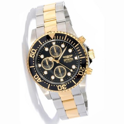 Invicta 1772 Men's Pro Diver Two Tone Black Dial Coin Edge Bezel Chronograph Watch