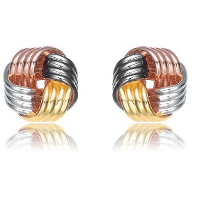 Guili Golden Twist Sterling Silver Earrings with a lustrous gold overlay in a graceful knot style, made for classic beauty and soft shimmer - 1 of 3