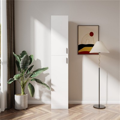SKRAN Freestanding Cabinet with Inadjustable Shelves and Two Doors for Kitchen, Dining Room - Lightweight MDF Storage Furniture for Home