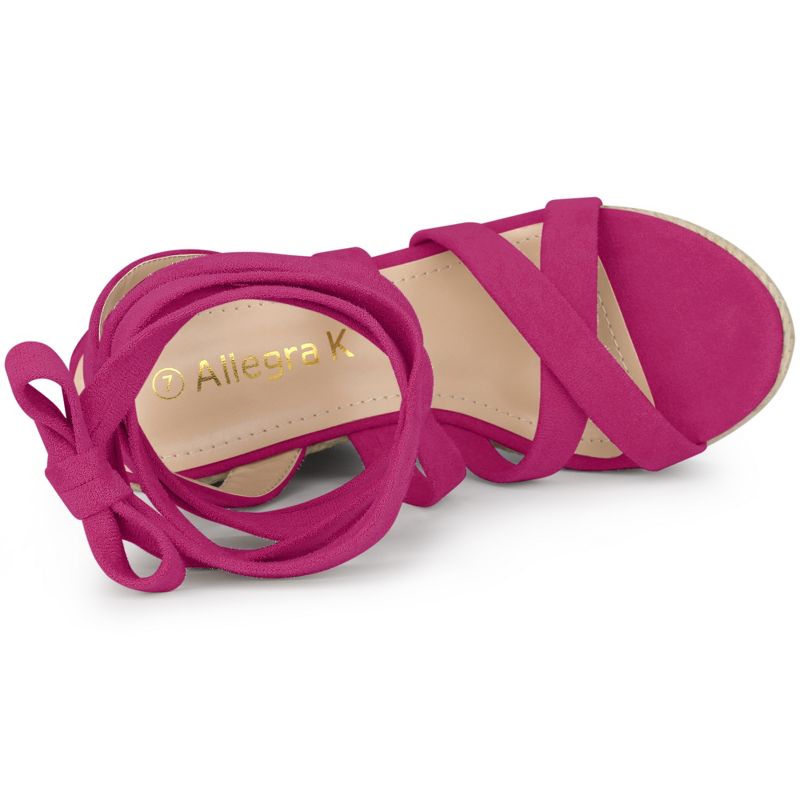 Allegra K Women's Espadrilles Platform Heels Lace Up Wedge Sandals, 4 of 7