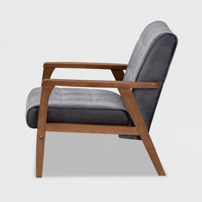 Asta Velvet Upholstered Wood Armchair - Baxton Studio, 4 of 13