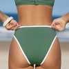 Women's Textured Contrast Trim Cheeky High-Waist Bikini Bottoms - Cupshe - 4 of 4