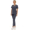 Saint Scrubs Womens 9-Pocket Medical Uniform Set- V-Neck Stretch Top with Tapered Straight Leg Pants - 3 of 4
