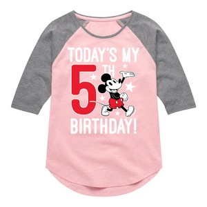 Girls' - Disney - Todays My 5th Birthday Shirt Tail Raglan Graphic T-shirt - 1 of 4