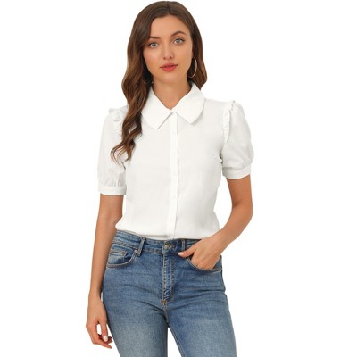 women's short sleeve blouse with collar