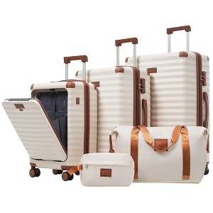 Grungis 5 Piece Bag and Luggage Sets with Front Opening and TSA Lock,Hardside Luggage Sets with Spinner Wheels and USB Port Cup Holder - 1 of 4