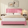 Vipbear Queen Size Boucle Bed Frame,Upholstered Teddy Fabric Bed Frame with Headboard, Adjustable Headboard, Easy Assembly - 3 of 4