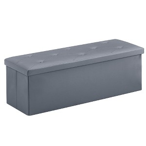 VECELO Folding Storage Ottoman Bench, Versatile Shoestool & Footstool, Bedroom Bench with Storage, Holds up to 660 lb - 1 of 4