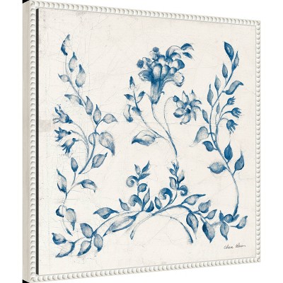 22" Sylvie Beaded White Framed Abstract Botanical Canvas Print