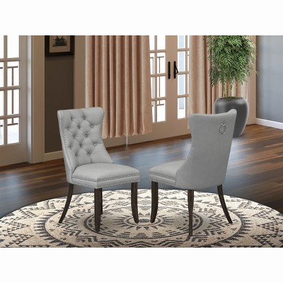 East West Furniture DAP2F23 Dallas Parson Kitchen Chairs - Button Tufted Nailhead Trim Beige Red faux Leather  Dining Chairs, Set of 2, linen white