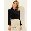 INSPIRE CHIC Women's Pocket Front Velvet Long Sleeve Casual Button Down Shirt - 3 of 4