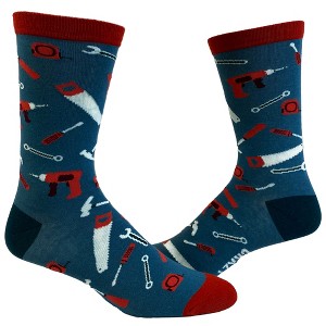 Crazy Dog T-Shirts Men's Tools Socks Funny Fathers Day Handyman Hammer Screwdriver Graphic Novelty Footwear - 1 of 4