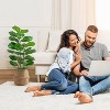 Artificial Fiddle Leaf Fig Tree Tropical Plant with Natural Wood Trunk Fiddle Leaf Fig Plant Artificial Tree for Home Decor Indoor Outdoor Office - 2 of 4