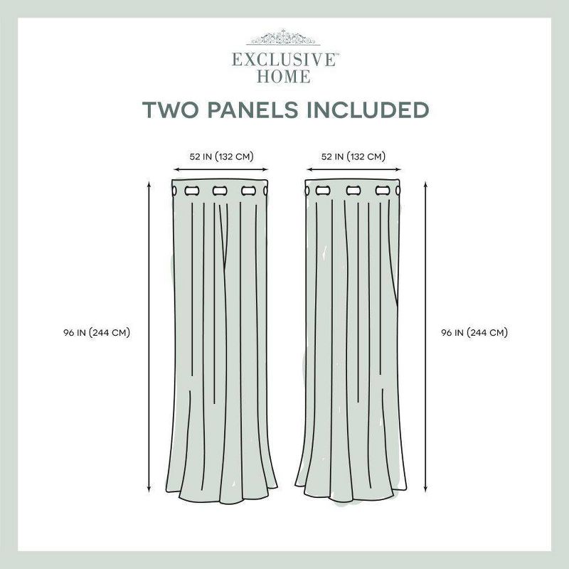 Set of 2 / Pair Medallion Blackout Thermal Grommet Top Window Curtain Panels Exclusive Home, 6 of 11