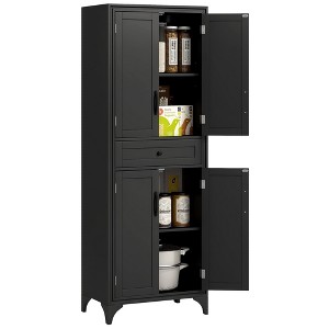 HOMCOM 67" Tall Freestanding Kitchen Pantry Cabinet, 4-Door Storage Cabinet with Drawer and Adjustable Shelves for Dining Room - 1 of 4