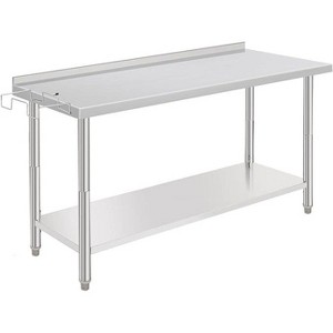 Commercial Stainless Steel Table for Prep & Work, 60 x 24 in Kitchen Food Prep Table with Adjustable Under Shelf and Hooks, for Warehouse,Garage - 1 of 1