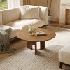 FONTOI Farmhouse Round Coffee Table Circle Wooden Living Room Sofa Table Center Table Small End Table Accent Furniture, Brown, 31.5"* 31.5"*15" - 4 of 4