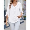 Womens Dressy Casual Blouses 3/4 Sleeve V Neck Ruffle Tops Business Ladies Summer Shirt - 2 of 4