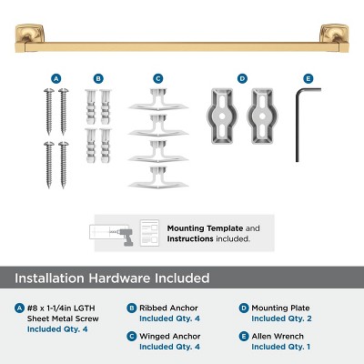 Champagne Bronze 24" Wall Mounted Towel Bar