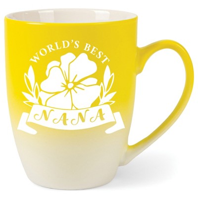 Elanze Designs World'S Best Nana Two Toned Ombre Matte Yellow and White 12 ounce Ceramic Stoneware Coffee Cup Mug