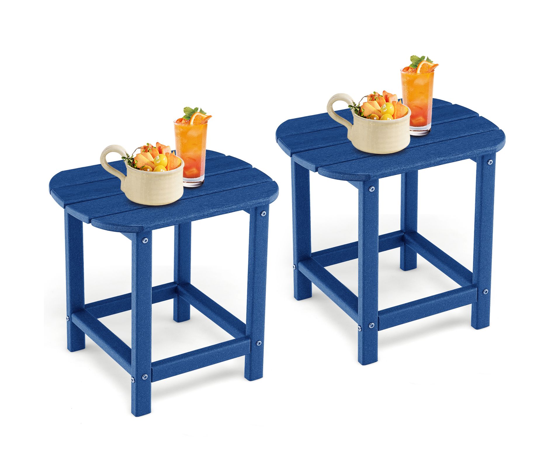 Costway 2 PCS 18" Patio Side Table Weather Resistant Adirondack Table Outdoor Chairside End Tables Waterproof HDPE Navy