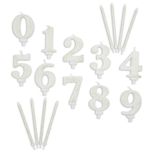 Blue Panda 34 Piece White Numbers 0 9 And Birthday Cake Topper Candles Set With Holders For Party Decorations Target