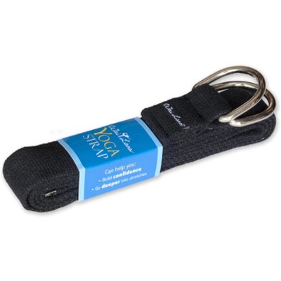 Wai Lana Yoga Strap 6 Feet (Black) - Cotton Made Durable, Adjustable D-Ring Buckle, 1.5 Inch Wide, Non-elastic