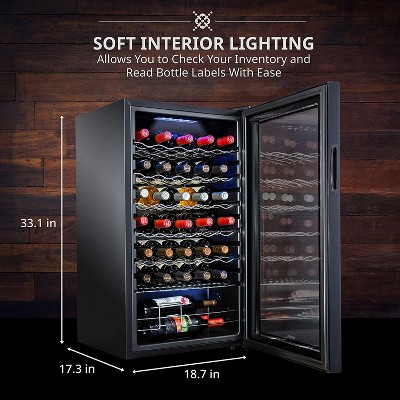 Ivation 34 Bottle Black Freestanding Wine Cooler with Wi-Fi and LED Lighting