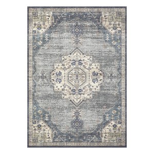 COZONY Vintage Medallion Washable Rug, Non-Slip Low Pile Thin Area Carpet for Living Room Bedroom Office - 1 of 4