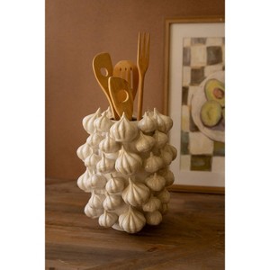 Ceramic Vase – Garlic – 11" Tall Hand-Painted Fruit Design by Kalalou - 1 of 3