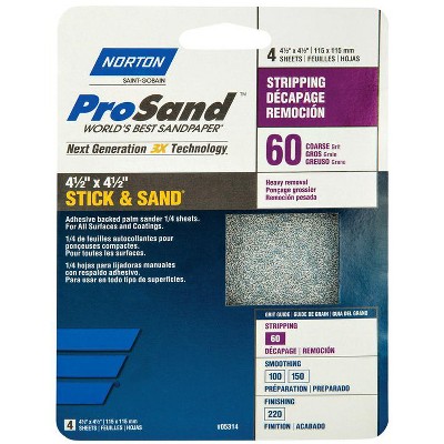 Norton ProSand 4-1/2 in. L X 4-1/2 in. W 60 Grit Aluminum Oxide Sanding Sheet 4 pk