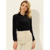 INSPIRE CHIC Women's Pocket Front Velvet Long Sleeve Casual Button Down Shirt - 3 of 4