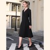 INSPIRE CHIC Women's Notch Lapel Wrap Neck Long Sleeve A-Line Midi Pleated Dress - 3 of 4