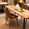Racxily Set of 4 Modern Dining Chairs, Upholstered Faux Leather Seat with Sturdy Metal Legs, Brown - 3 of 4