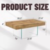 FONTOI Coffee Table with Tempered Glass Legs&Anti - slip Pads, Side Table with Round Edges, Natural Wood&Transparent, 21.6"*15"*39.3" - 3 of 4