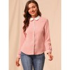 Allegra K Women's Vintage Button Down Contrast Peter Pan Collar Office Work Blouse - 2 of 4
