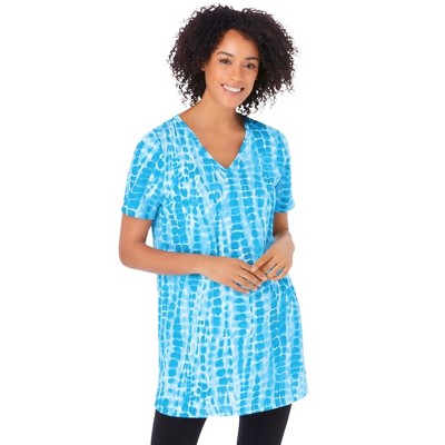 Woman Within Plus Size V-Neck Tie-Dye Tunic